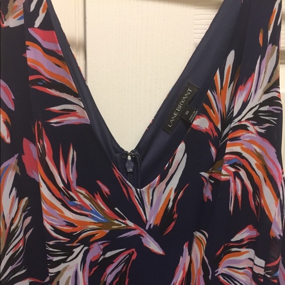 Lane Bryant Navy Blue Print V-neck Dress - Sz 20 - Picture 4 of 5